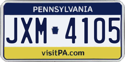 PA license plate JXM4105