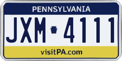 PA license plate JXM4111