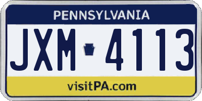 PA license plate JXM4113