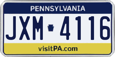 PA license plate JXM4116