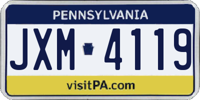 PA license plate JXM4119