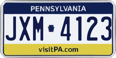 PA license plate JXM4123