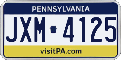 PA license plate JXM4125