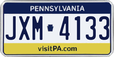 PA license plate JXM4133