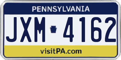 PA license plate JXM4162