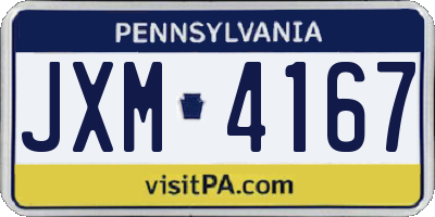PA license plate JXM4167