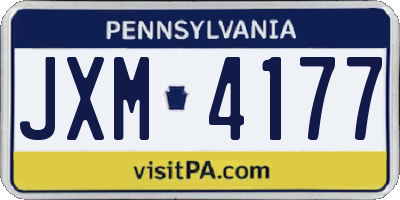PA license plate JXM4177