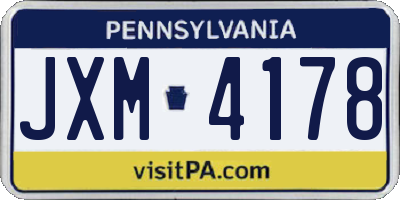 PA license plate JXM4178