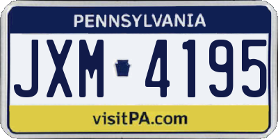 PA license plate JXM4195