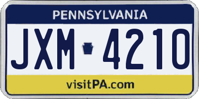 PA license plate JXM4210