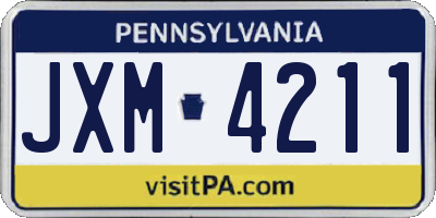 PA license plate JXM4211