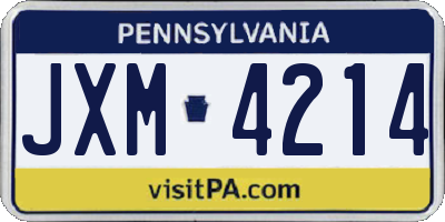 PA license plate JXM4214