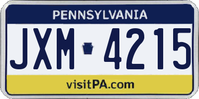 PA license plate JXM4215