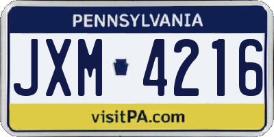 PA license plate JXM4216