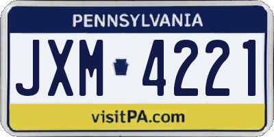 PA license plate JXM4221
