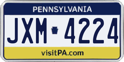 PA license plate JXM4224