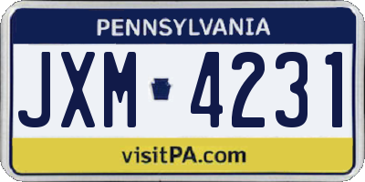 PA license plate JXM4231