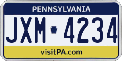 PA license plate JXM4234
