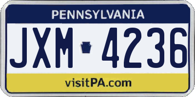 PA license plate JXM4236
