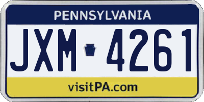 PA license plate JXM4261