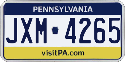 PA license plate JXM4265