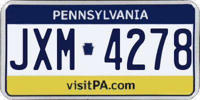 PA license plate JXM4278