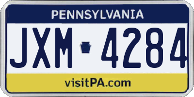 PA license plate JXM4284