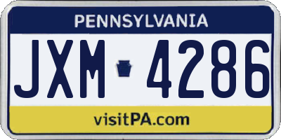 PA license plate JXM4286