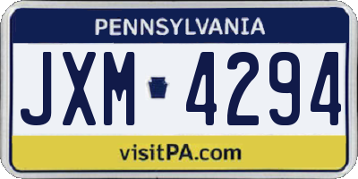 PA license plate JXM4294