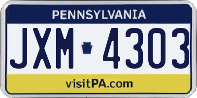PA license plate JXM4303