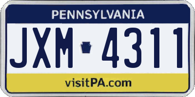 PA license plate JXM4311