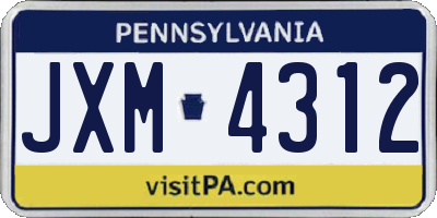 PA license plate JXM4312