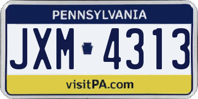 PA license plate JXM4313