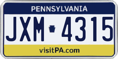 PA license plate JXM4315