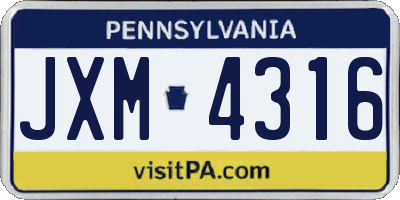 PA license plate JXM4316