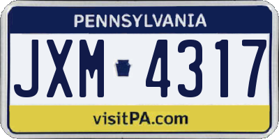 PA license plate JXM4317