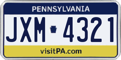 PA license plate JXM4321