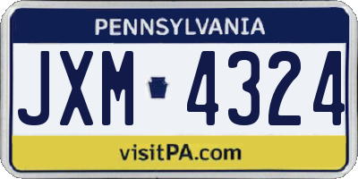 PA license plate JXM4324