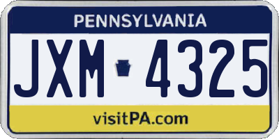 PA license plate JXM4325