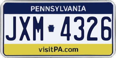 PA license plate JXM4326
