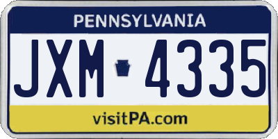 PA license plate JXM4335
