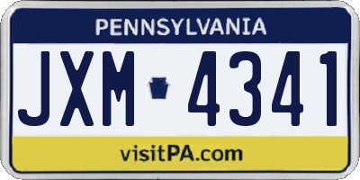 PA license plate JXM4341