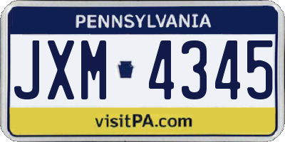PA license plate JXM4345