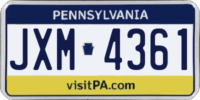 PA license plate JXM4361