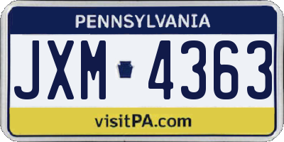 PA license plate JXM4363