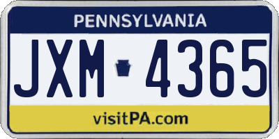 PA license plate JXM4365