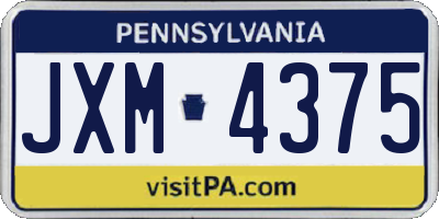 PA license plate JXM4375