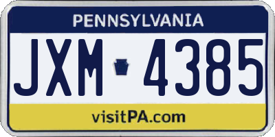 PA license plate JXM4385