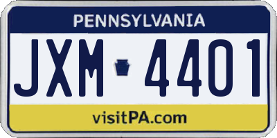 PA license plate JXM4401