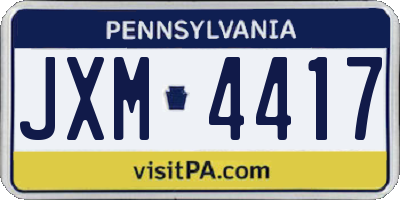 PA license plate JXM4417